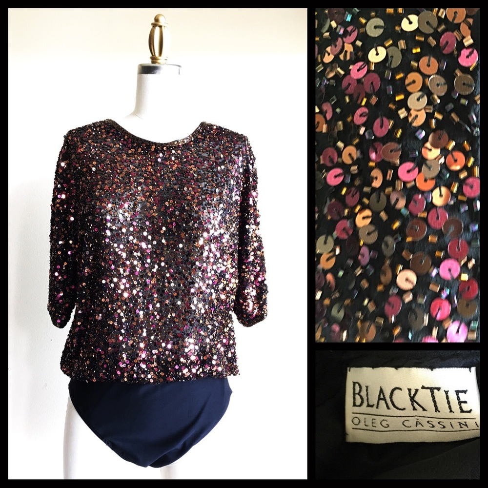 Flash Sale! Vintage Oleg Cassini sequin body suit. - Picture 3 of 5